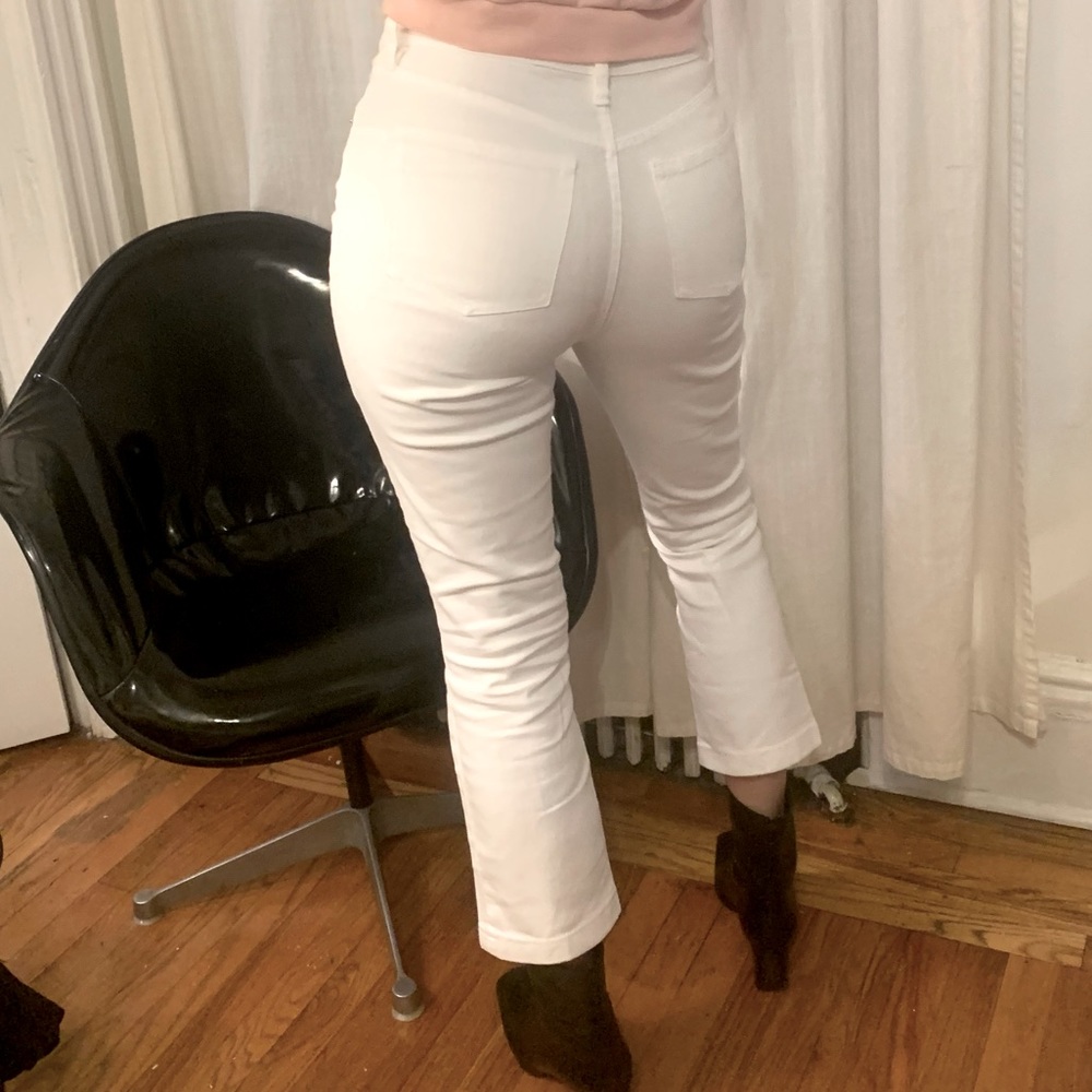 J. Crew White Billie Demi Boot Crop Jeans Kick-flare Denim Pants Size 27 EUC - Picture 3 of 16